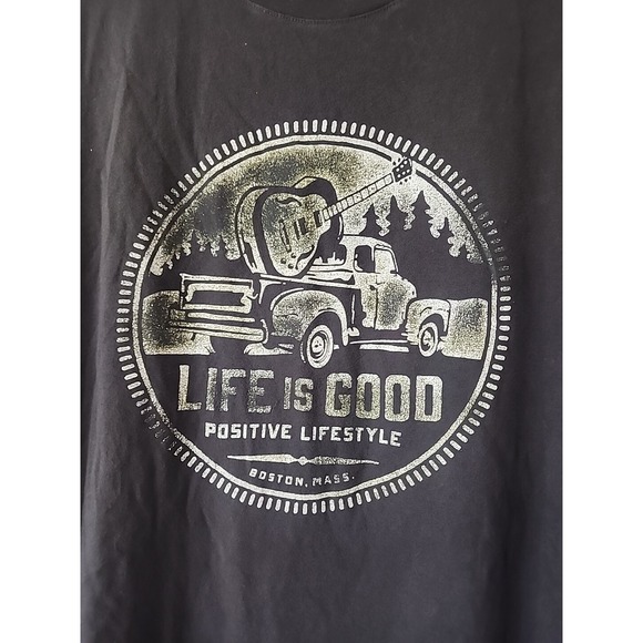Life is Good TShirt Mens 2x XXL Black Positive Pickup Guitar Boston Smooth Tee - Picture 2 of 9